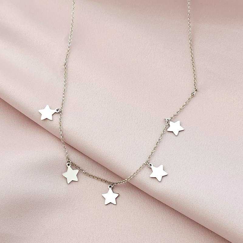 GARGANTILLA ESTRELLAS COLGANTES PLATA