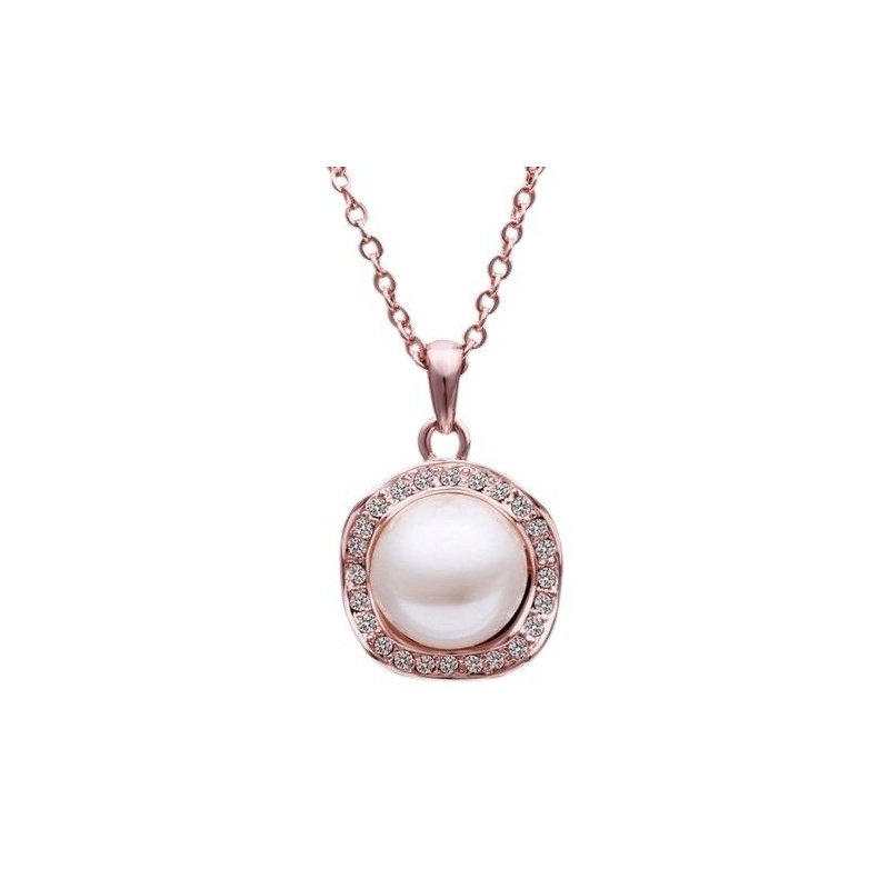 COLGANTE PERLA Y CIRCONITAS CON ORO ROSA 18 K