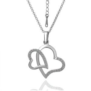 COLGANTE CORAZONES ENTRELAZADOS CON CIRCONITAS Y ORO 18 k