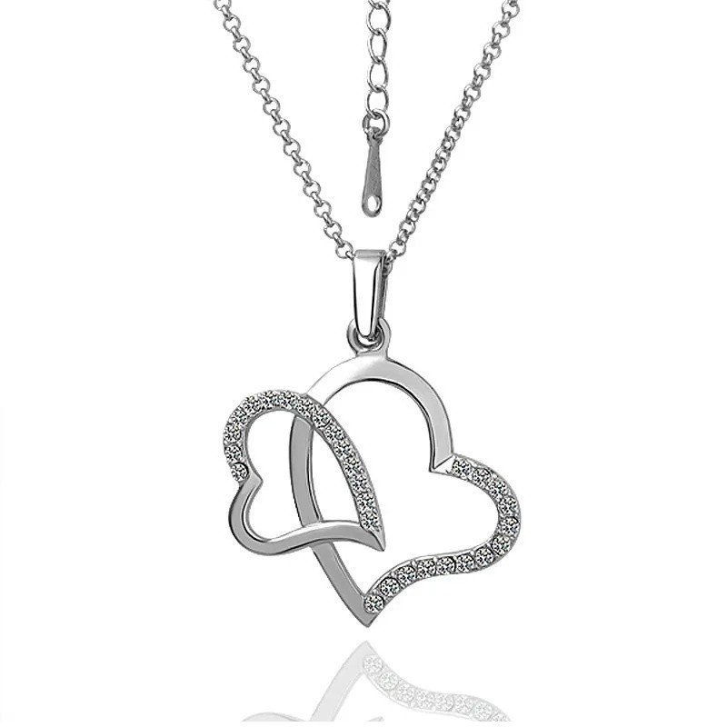 COLGANTE CORAZONES ENTRELAZADOS CON CIRCONITAS Y ORO 18 k