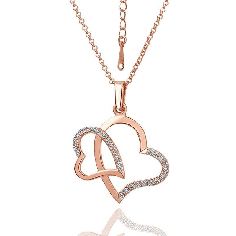 COLGANTE CORAZONES ENTRELAZADOS CON CIRCONITAS Y ORO 18 k