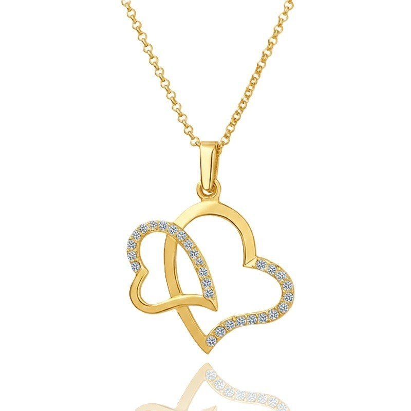 COLGANTE CORAZONES ENTRELAZADOS CON CIRCONITAS Y ORO 18 k