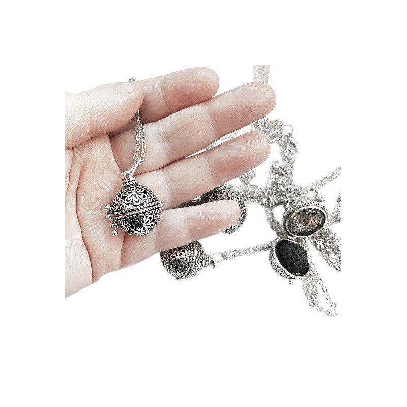 COLGANTE LLAMADOR CON PIEDRA LAVA, AROMATERAPIA, ACEITES ESENCIALES