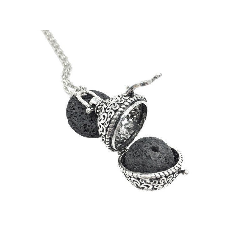 COLGANTE LLAMADOR CON PIEDRA LAVA, AROMATERAPIA, ACEITES ESENCIALES