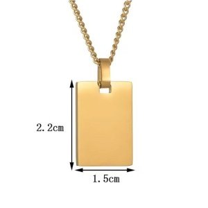 colgante chapa rectangular acero y oro para grabar