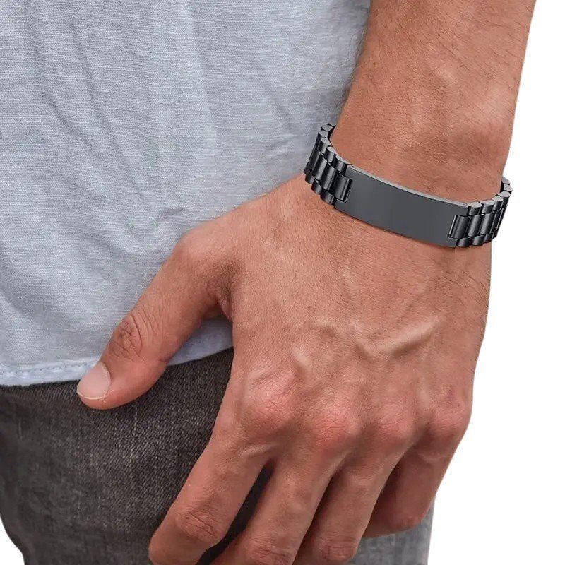 ESCLAVA HOMBRE PERSONALIZADA EN ACERO NEGRO