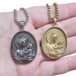 colgante medalla virgen maría con niño Jesús