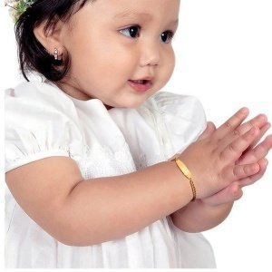 esclava personalizada para niña con corazón acero y oro