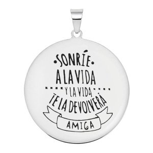 COLGANTE SONRÍE A LA VIDA AMIGA, PLATA DE LEY