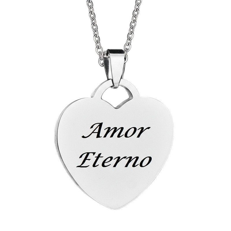 COLGANTE CORAZÓN EN ACERO MACIZO CON CADENA (SE GRABA)