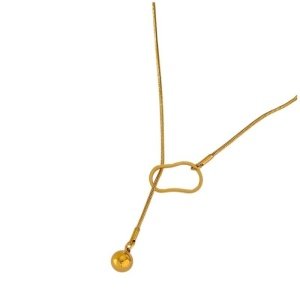 collar largo ajustable acero y oro