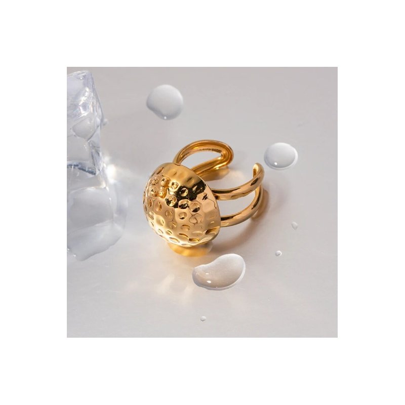 ANILLO MARTILLADO ACERO WATERPROOF AJUSTABLE DORADO