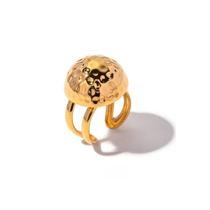 ANILLO MARTILLADO ACERO WATERPROOF AJUSTABLE DORADO