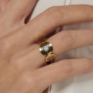 anillos diseño egipcio acero y oro