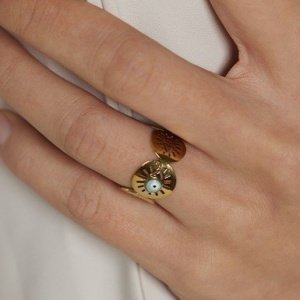 anillos con ojo turco oro