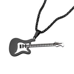 colgante guitarra acero negro