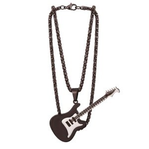 colgante guitarra electríca acero negro personalizada