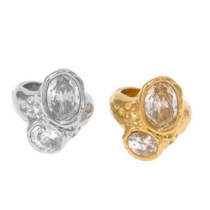 ANILLO DOBLE CIRCONITA ACERO