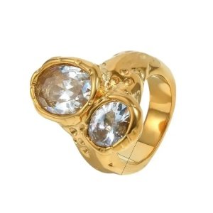 ANILLO DOBLE CIRCONITA ACERO