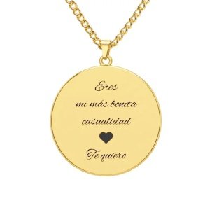 COLGANTE PLACA REDONDA ACERO, PARA GRABAR FOTO O TEXTO