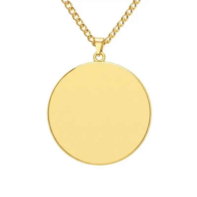 COLGANTE PLACA REDONDA ACERO, PARA GRABAR FOTO O TEXTO