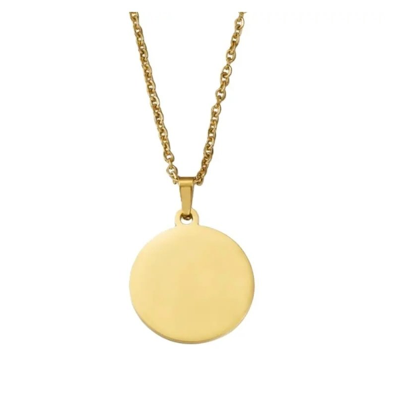 COLGANTE PLACA REDONDA ACERO, PARA GRABAR FOTO O TEXTO