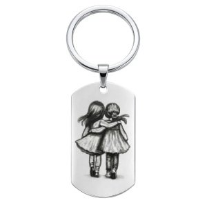 LLAVERO PARA GRABAR FOTO Y TEXTO ACERO RECTANGULAR