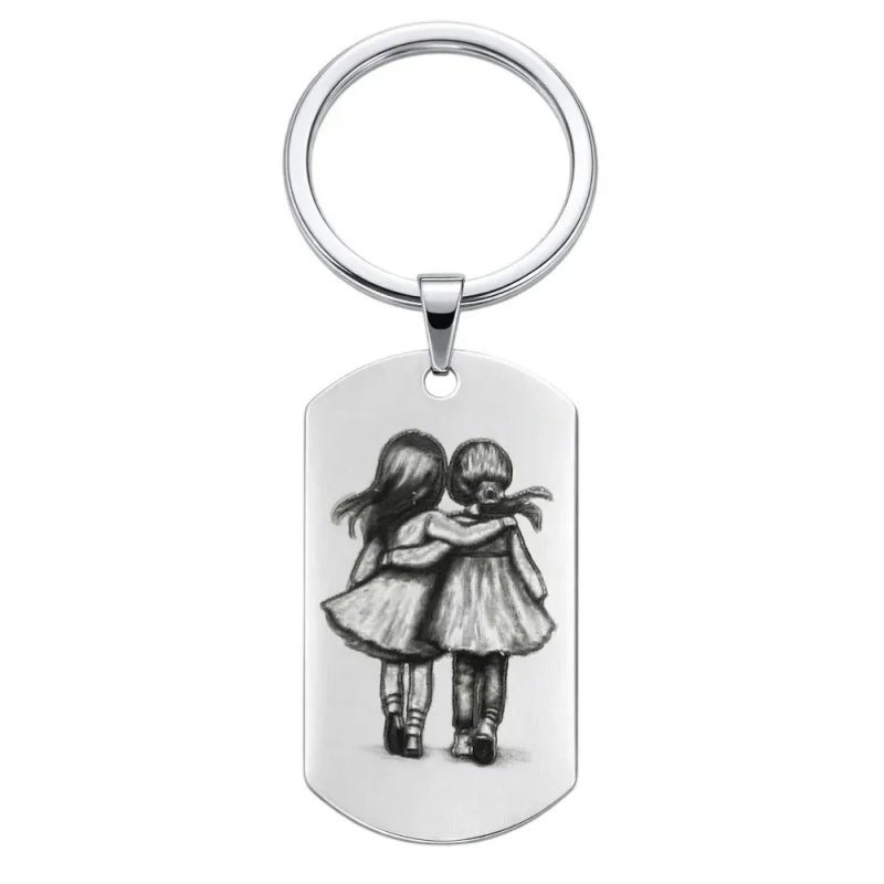 LLAVERO PARA GRABAR FOTO Y TEXTO ACERO RECTANGULAR