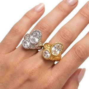 ANILLO DOBLE CIRCONITA ACERO