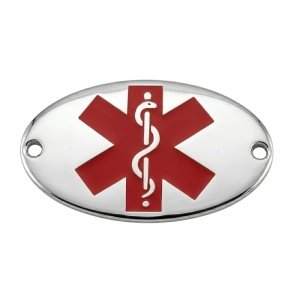 CHAPA OVALADA ALERTA MÉDICA, ACERO (SE GRABA)