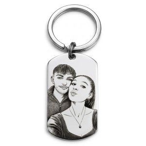 LLAVERO PARA GRABAR FOTO Y TEXTO ACERO RECTANGULAR