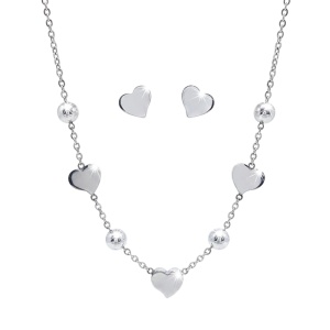 CONJUNTO COLLAR GARGANTILLA Y PENDIENTES CORAZÓN