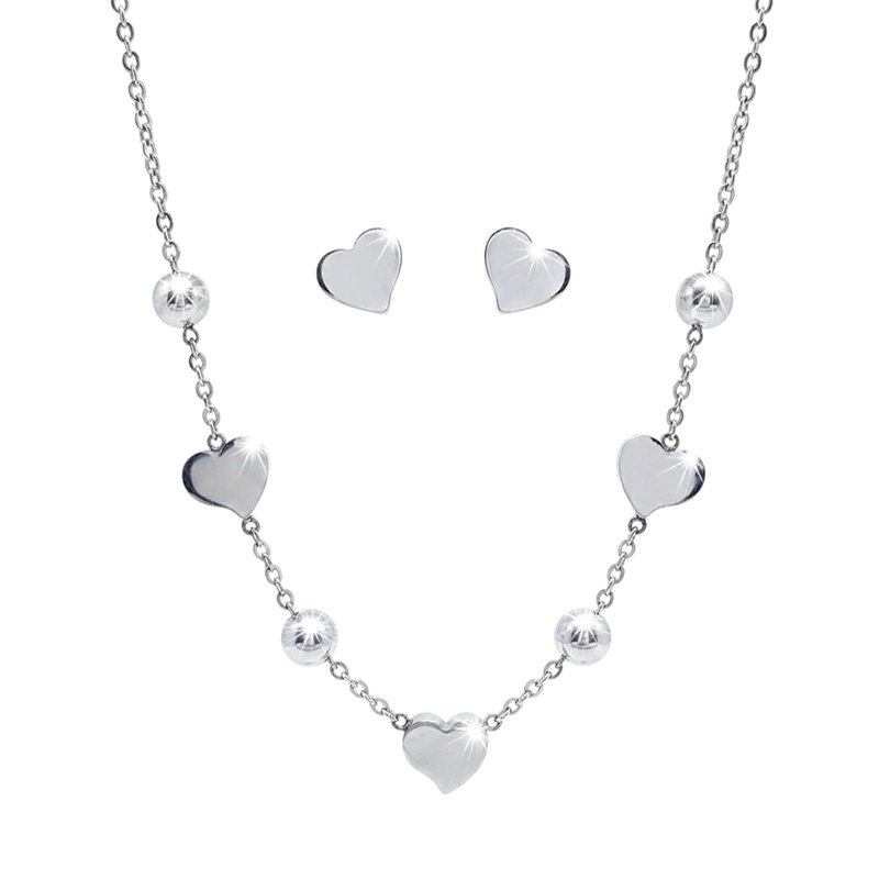 CONJUNTO COLLAR GARGANTILLA Y PENDIENTES CORAZÓN