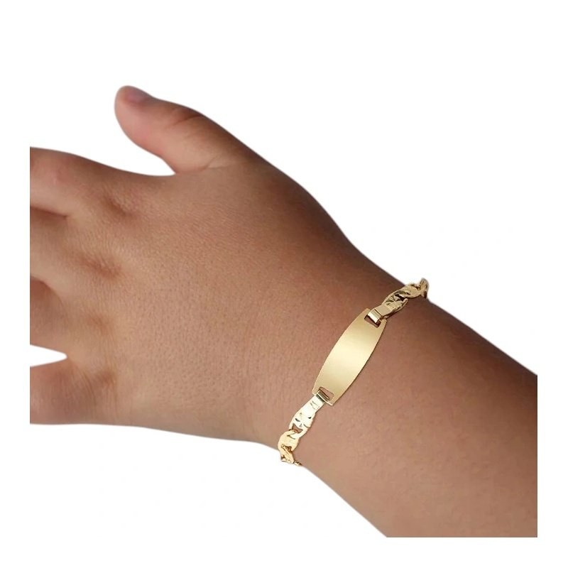 ESCLAVA PERSONALIZADA INFANTIL EN ACERO Y ORO