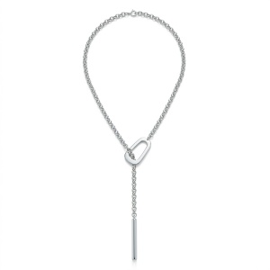 COLLAR LARGO AJUSTABLE PLATEADO ALTA CALIDAD