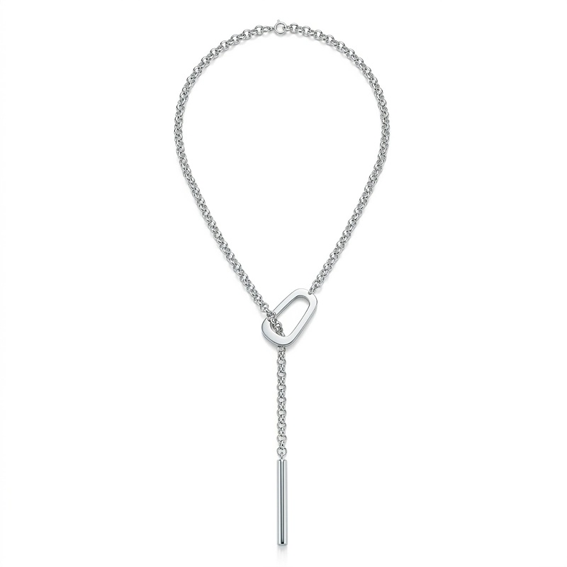 COLLAR LARGO AJUSTABLE PLATEADO ALTA CALIDAD