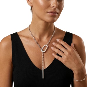 COLLAR LARGO AJUSTABLE PLATEADO ALTA CALIDAD