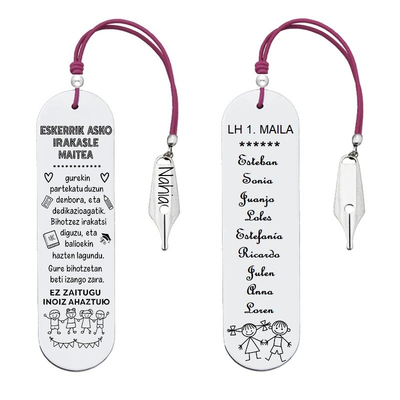 MARCAPÁGINAS PROFESOR EUSKERA PERSONALIZADO