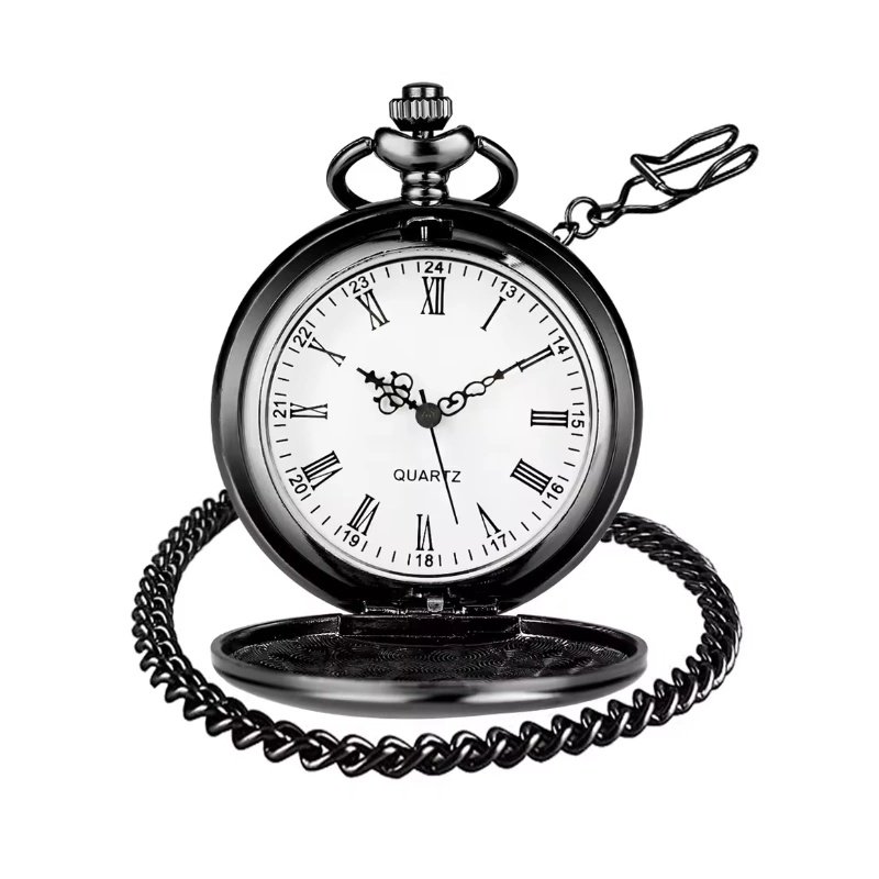 RELOJ DE BOLSILLO PERSONALIZABLE NEGRO ROMANOS