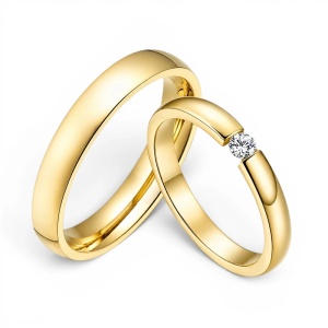 ALIANZAS ACERO Y TUNGSTENO CON ORO AMARILLO MODELO "AIRE"
