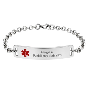 PULSERA MÉDICA ESLABÓN ROLO, ACERO INOX