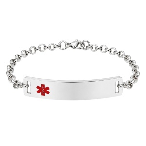 PULSERA MÉDICA ESLABÓN ROLO, ACERO INOX