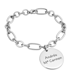 PULSERA CON CHAPA PERSONALIZADA ACERO DORADO Y PLATEADO