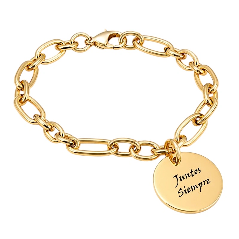 PULSERA CON CHAPA PERSONALIZADA ACERO DORADO Y PLATEADO