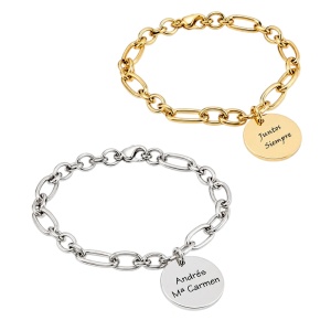 PULSERA CON CHAPA PERSONALIZADA ACERO DORADO Y PLATEADO
