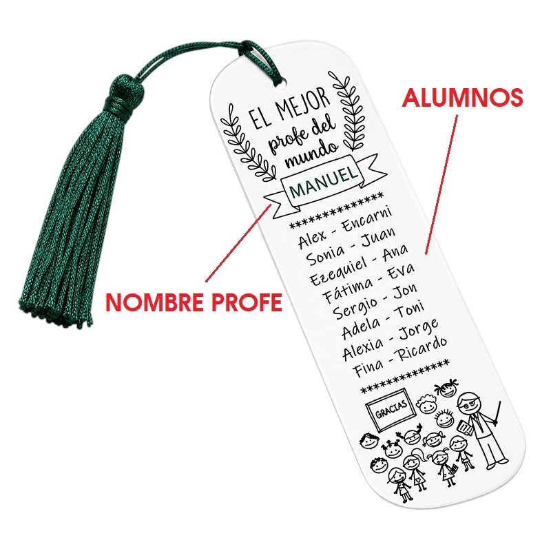 MARCAPÁGINAS PERSONALIZADO PROFESOR O PROFESORA