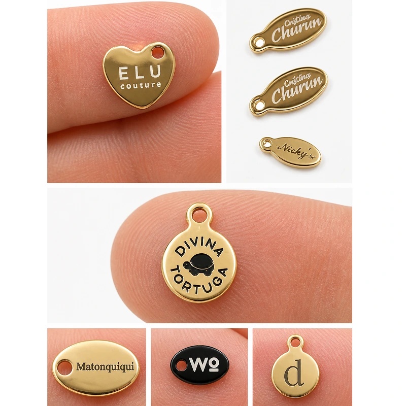 MINI ETIQUETAS PERSONALIZADAS PARA JOYERÍA ACERO Y ORO