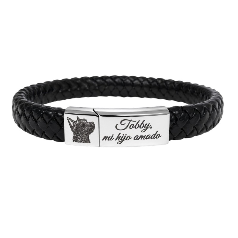 PULSERA CUERO CREMATORIA PARA CENIZAS DE SER QUERIDO O MASCOTA