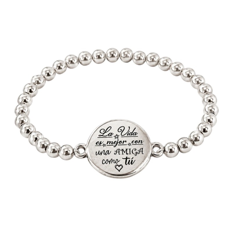 PULSERA BOLAS CON CHAPA PERSONALIZADA