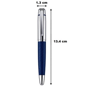 BOLÍGRAFO PLATEADO Y AZUL PERSONALIZADO